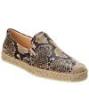Tod's Snake-embossed Leather Espadrille In Beige