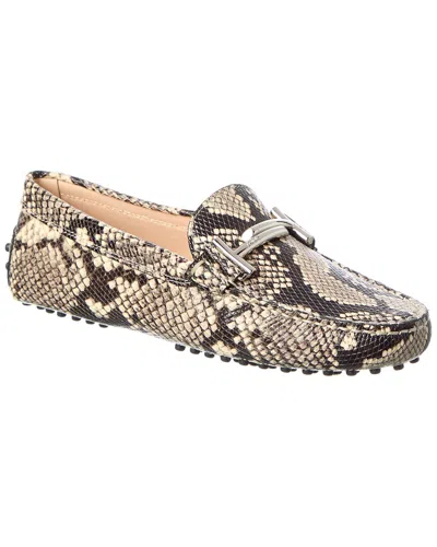 Tod's Snake-embossed Leather Loafer In White