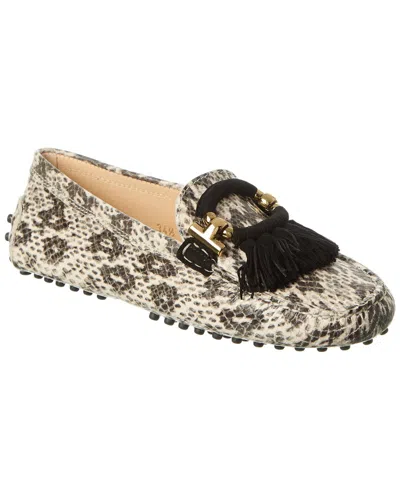 Tod's Snake-embossed Leather Loafer In White