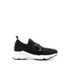Tod's Knitted Chain-link Sneakers Leather Detailing In Black