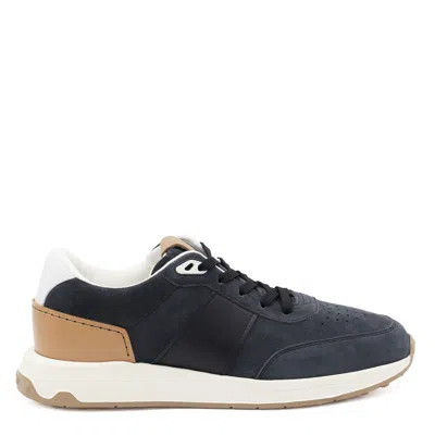 TOD'S TOD'S NAVY BLUE SUEDE AND BEIGE LEATHER SNEAKERS