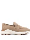 Tod's Suede Loafers With Rubber Sole And Round Toe In Brown