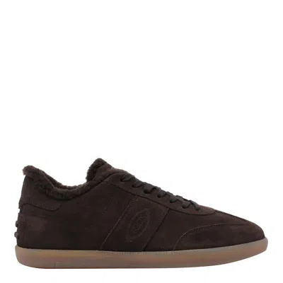 Tod's Suede Tods Tab Sneakers In Marrón