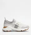 Tod's Womens White Sport Run 54c Calzino Logo-embellished Mesh Low-top Trainers In Grey