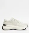 Tod's White Low Top Sneakers With Maix Logo Lettering On The Tongue In Leather And Fabric Woman In White