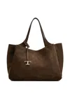 Tod's Spacious Suede Tote Bag In Brown
