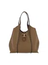 Tod's Spacious Textured Brown Handbag With Central Clasp