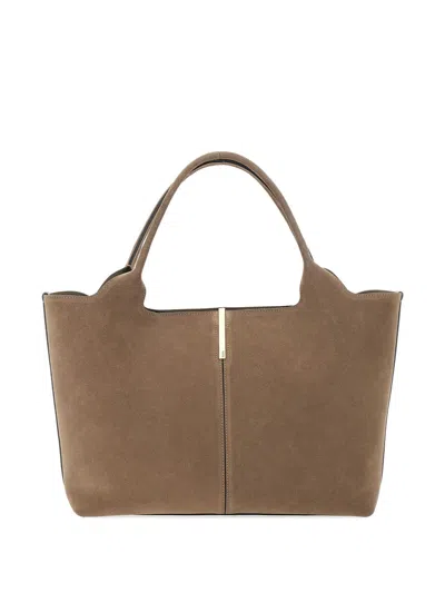Tod's Ssuede Leather Tote Bag In Brown