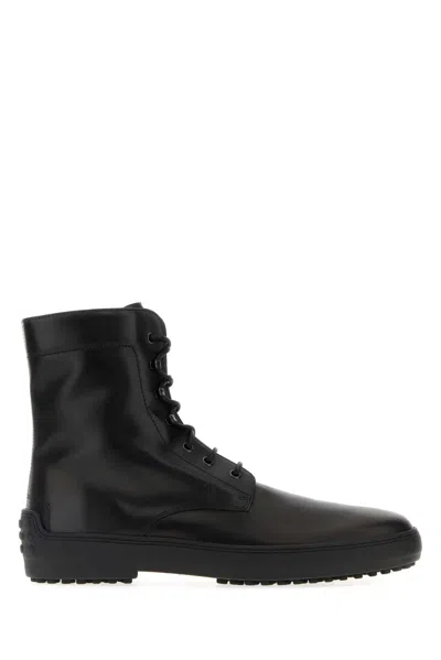 Tod's Winter Gommino Ankle Boots In Leather In Black