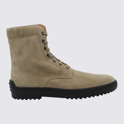 TOD'S TOD'S TAUPE LEATHER BOOTS