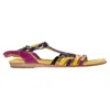 Tod's Strappy Flat Sandals In Multicolor Patent Leather In Animal Print