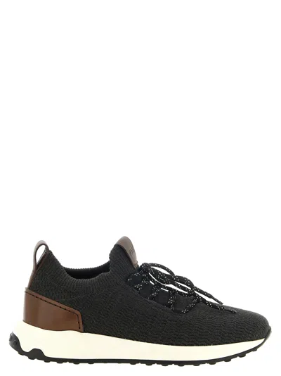 Tod's Stretch Fabric Sneakers In Black