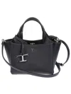 Tod's Structured Black Grained Leather Shoulder Bag In Gray