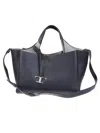 Tod's Structured Black Leather Shoulder Bag In Gray
