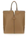 Tod's Structured Brown Calfskin Shoulder Bag In Brown