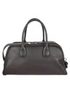 Tod's Structured Brown Leather Shoulder Bag With Polished Finish In Gray