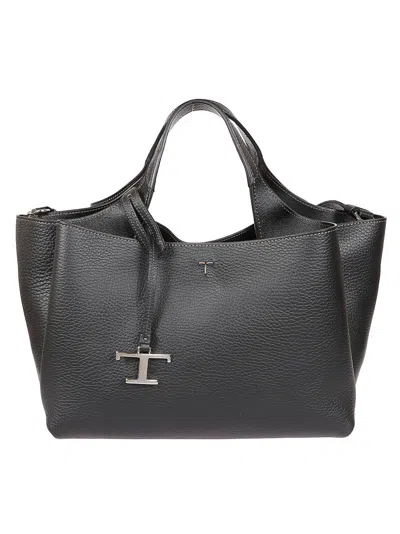 Tod's Structured Leather Handbag In Gray