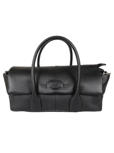 Tod's Structured Leather Handbag With Dual Handles In Black