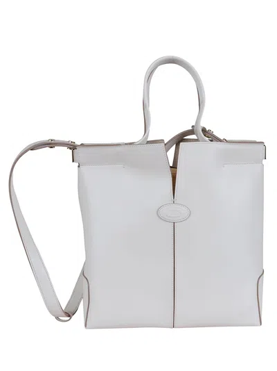 Tod's Structured Leather Shoulder Bag In White