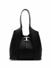 Tod's Structured Leather Tote With Cutout Design And Gold Accents In Black