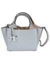 Tod's Structured Pebbled Leather Handbag With Dual Top Handles In White