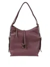 Tod's Structured Shoulder Bag With Textured Exterior And Gold Accents In Burgundy