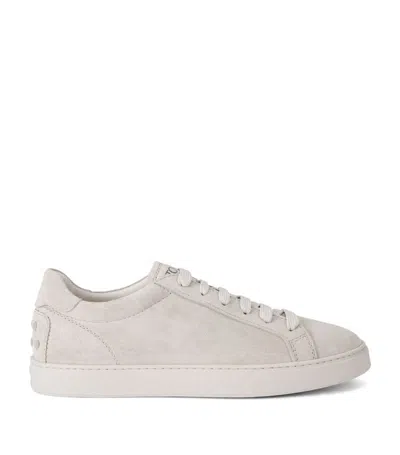 Tod's Suede Allacciata Cassetta Sneakers In White