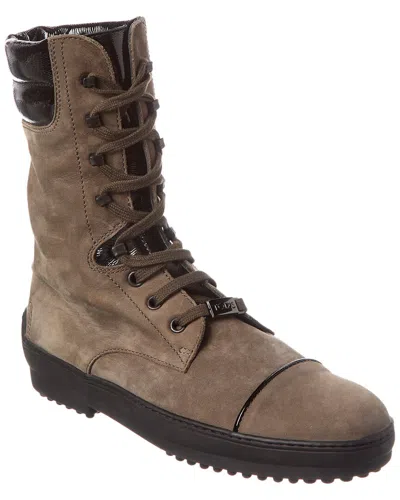 Tod's Suede & Leather Boot In Grey