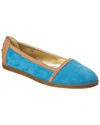 Tod's Suede & Leather Flat In Blue
