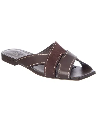 Tod's Suede & Leather Sandal In Brown