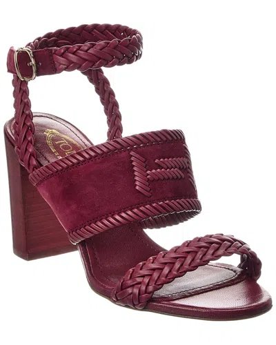 Tod's Suede & Leather Sandal In Red