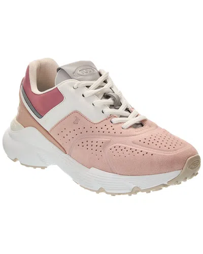 Tod's Suede & Leather Sneaker In Pink