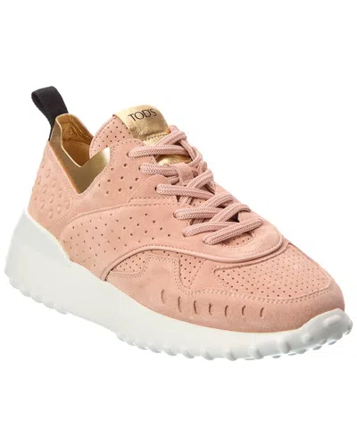 Tod's Suede & Leather Sneaker In Pink