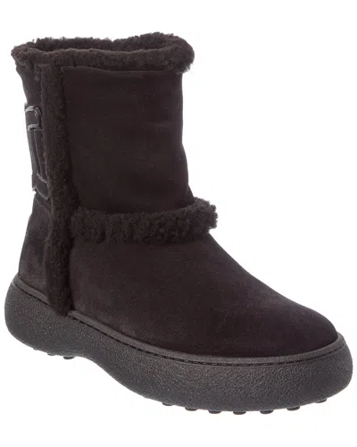 Tod's Suede & Shearling Boot In Brown