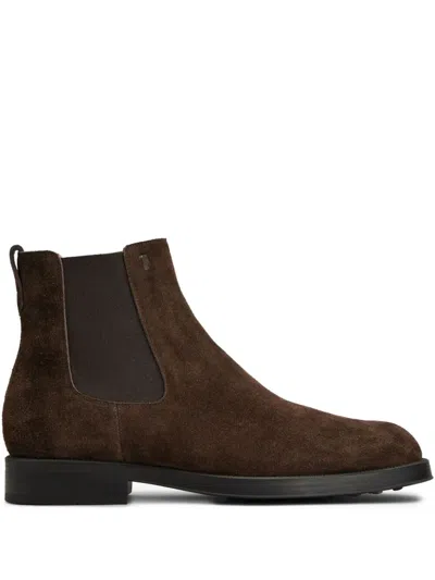 Tod's Suede Ankle Boot In Brown