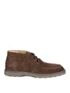Tod's Suede Ankle Boots With Elastic Drawstring In Gray