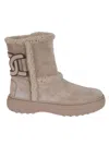 Tod's Suede Ankle Boots With Shearling Lining In Gray