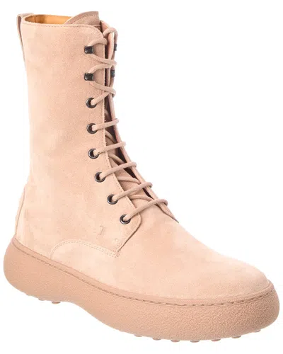 Tod's Suede Boot In Pink