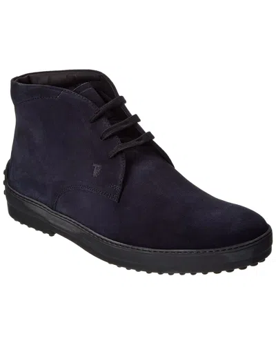 Tod's Suede Boot In Blue