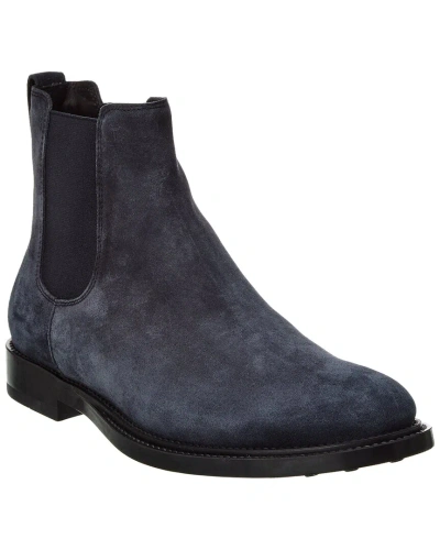 Tod's Suede Chelsea Boots In Blue