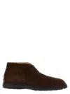 Tod's Brown Suede Desert Boots With Lace-up Closure And Gommini Sole In Brown