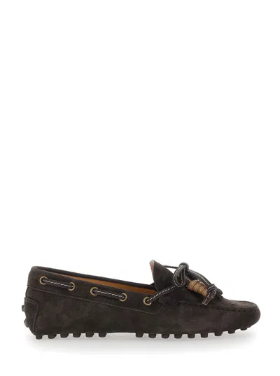 Tod's Suede Calf Leather Moccasin Loafers In Brown