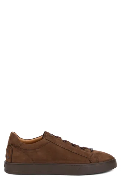 Tod's Suede Calfskin Sneaker In Brown