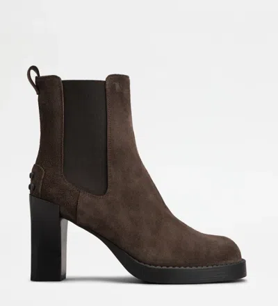 Tod's Tronchetto Elastico 80 Suede Ankle Boots In Multi