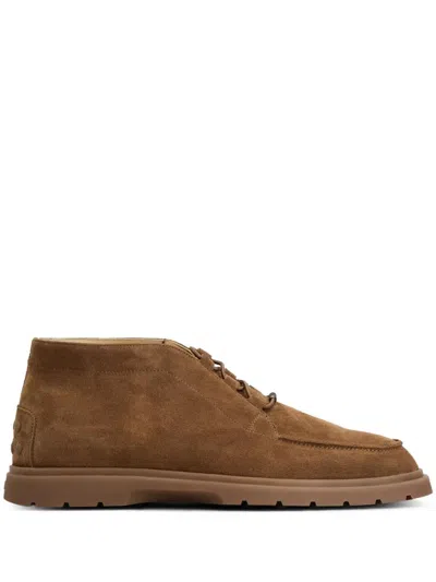 Tod's Leather Ankle Boots Suitable For Desert Terrain In Brown