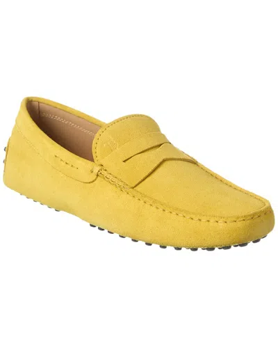Tod's Suede Driver In Yellow