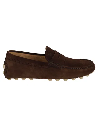 Tod's Suede Finish Slip-on Flat Shoes In Black