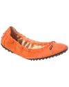 Tod's Tods Suede Ballerina Flat In Orange