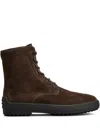 Tod's Striped Suede Ankle Boots With Chunky Rubber Sole For Men In Brown