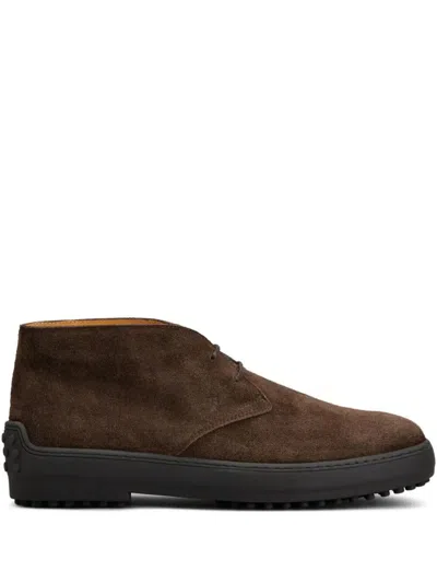 Tod's Suede Gommino Desert Boots Shoes In Brown